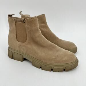 Blondo Waterproof Chelsea Boots Womens 9.5M Tan Suede Leather Chunky Lug Soles